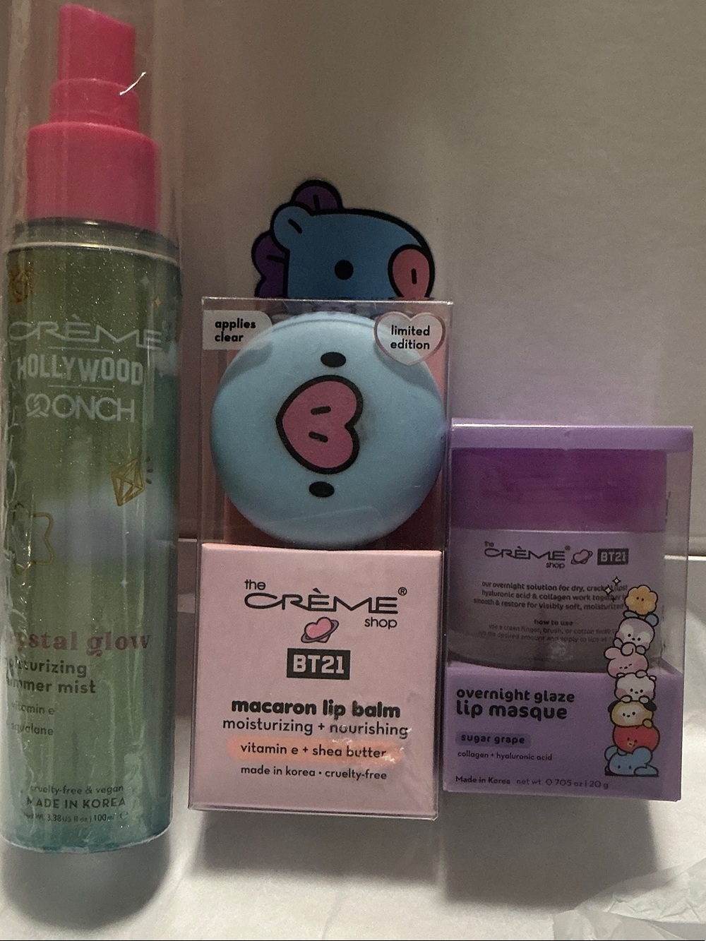 The Crème Shop BT21 Macaron Lip Balm & Overnight Glaze Duo - Blue & Purple